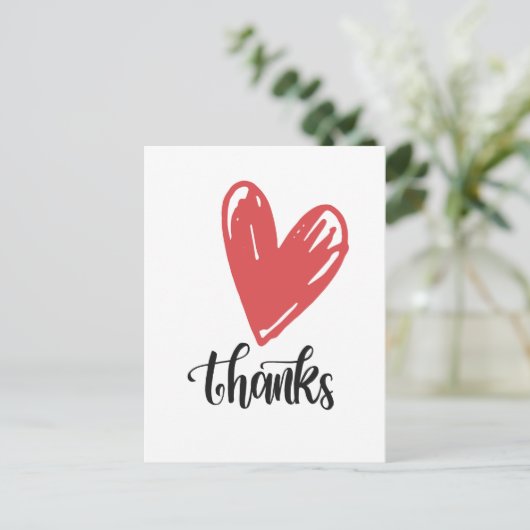 Bedankt Dank je met liefde rood hart voor je gelie Briefkaart (Staand voorkant)