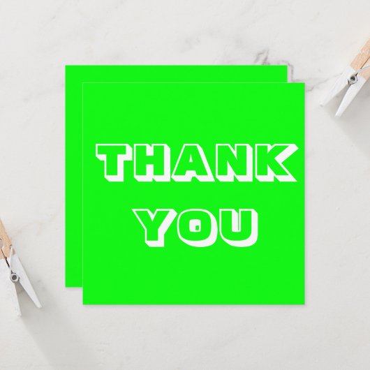 Bedankt, dank je, neon groen wit kaart (Voorkant / Achterkant in situ)