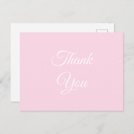 Bedankt, dank u lichtroze wit klassiek briefkaart (Voorkant / Achterkant)