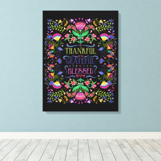 Bedankt, dankbaar, dankbaar, gebukt | Dit artikel Canvas Afdruk (Insitu (Houten vloer))