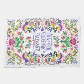 Bedankt, dankbaar, dankbaar, gebukt | Folk Art Flo Theedoek (Horizontaal)