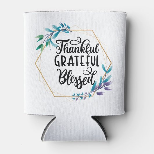 Bedankt, dankbaar en gebufferd blikjeskoeler (Voorkant)