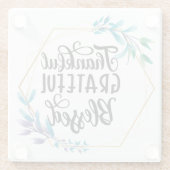 Bedankt, dankbaar en gebufferd glazen onderzetter (Achterkant)