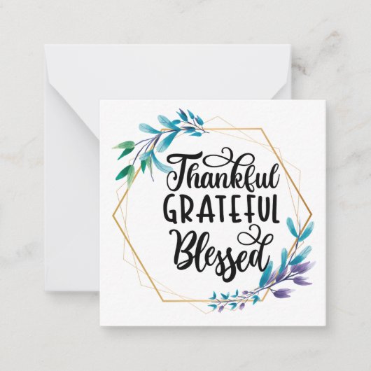 Bedankt, dankbaar en gebufferd notitiekaartje (Voorkant)