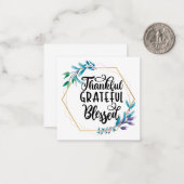 Bedankt, dankbaar en gebufferd notitiekaartje (Voorkant / Achterkant in situ)