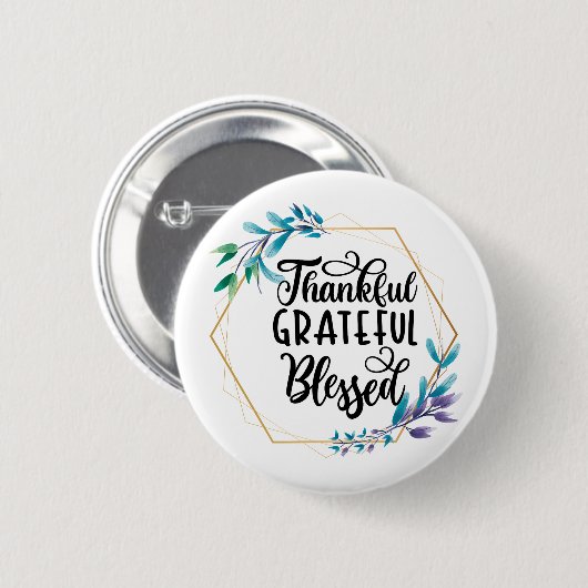 Bedankt, dankbaar en gebufferd ronde button 5,7 cm (Voorkant /achterkant)