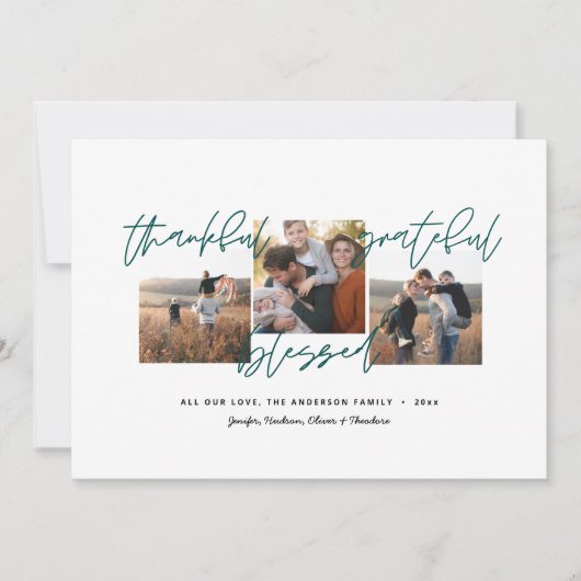 bedankt , dankbaar , gezegend moderne , minimale f aankondiging (Voorkant)