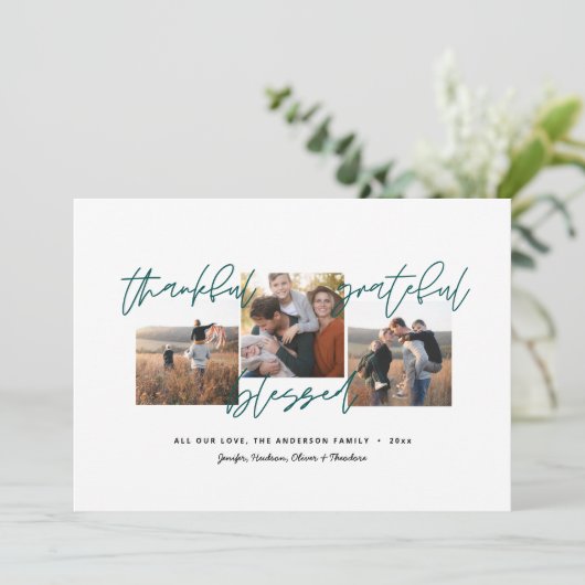 bedankt , dankbaar , gezegend moderne , minimale f aankondiging (Staand voorkant)