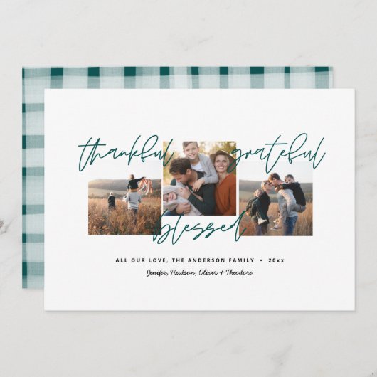 bedankt , dankbaar , gezegend moderne , minimale f aankondiging (Voorkant / Achterkant)