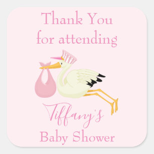 Bedankt dat je baby shower Winkelroze hebt bijgewo Vierkante Sticker