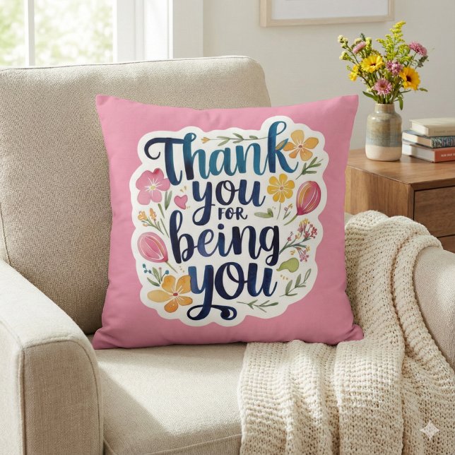 Bedankt Dat Je Bent Foto Kussen (Show your gratitude with this beautiful floral, "Thank you for being you" photo pillow! )