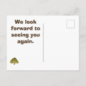 Bedankt dat je bij ons bent gebleven. briefkaart (Achterkant)