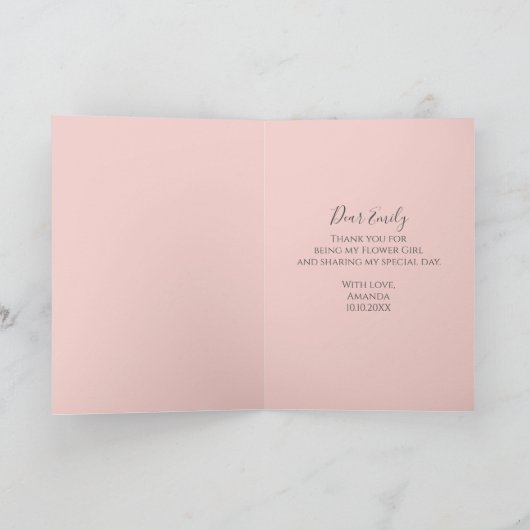 Bedankt dat je Bloemenmeisje Waterverf Blush bent Kaart (Binnen)