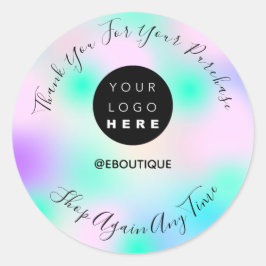 Bedankt dat je Boutique Logo Roze Blue Aqua koopt Ronde Sticker