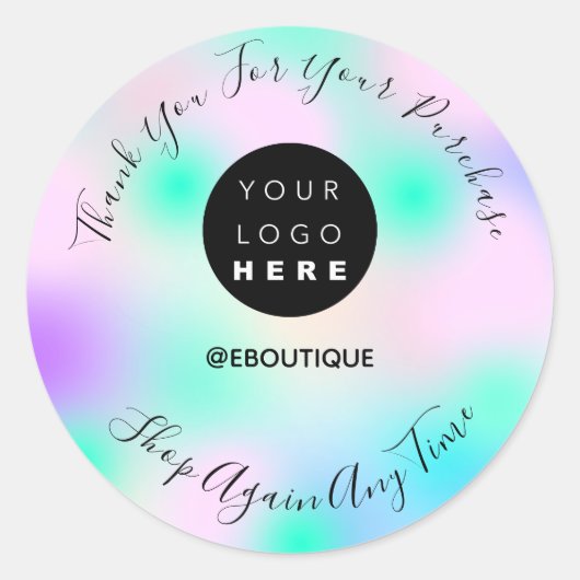 Bedankt dat je Boutique Logo Roze Blue Aqua koopt Ronde Sticker (Voorkant)