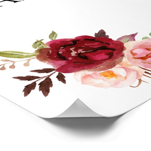 Bedankt dat je bride hebt gekleed om marsala flora poster (Hoek)