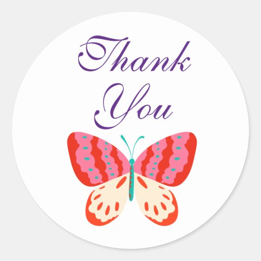 Bedankt dat je Butterfly Round Stickers bedankt (Voorkant)
