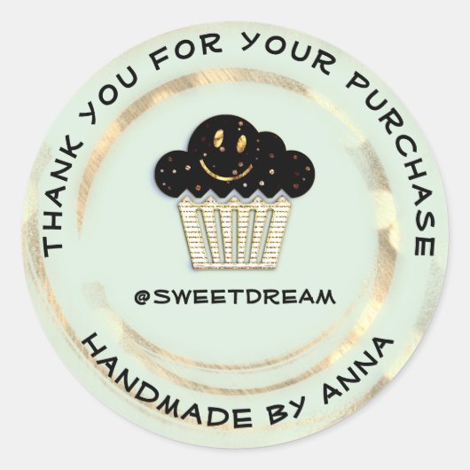 Bedankt dat je Chocolade Muffin Smile Mint koopt Ronde Sticker (Voorkant)