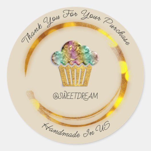Bedankt dat je Chocolate Muffin Logo Golden Smile Ronde Sticker (Voorkant)