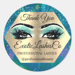 Bedankt dat je de artiest Gold LASHES Blue Blauwgr Ronde Sticker
