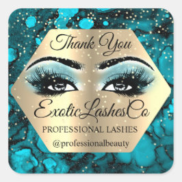 Bedankt dat je de artistieke Gold LASHES Blue Gold Vierkante Sticker