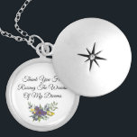 Bedankt dat je de vrouw van mijn droomgeschenk heb locket ketting<br><div class="desc">Bedankt dat je de vrouw van mijn dromen hebt opgevoed op een ketting met een zilveren kap is het perfecte geschenk om je toekomstige moeder in rechte te geven. Ze zal het koesteren.</div>