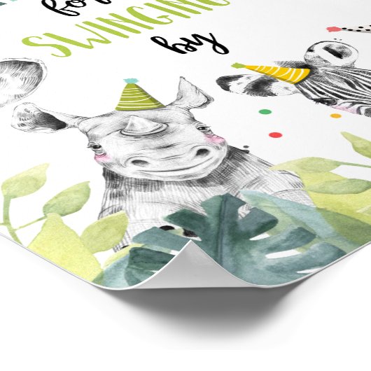 Bedankt dat je door Safari Boy Birthday Sign zwaai Poster (Hoek)