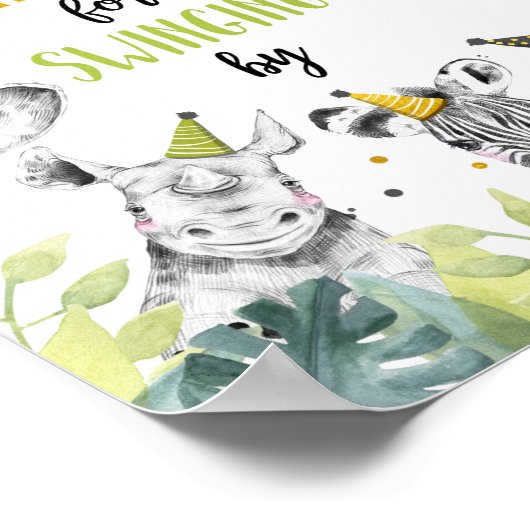 Bedankt dat je door Safari party Animals-teken zwa Poster (Hoek)