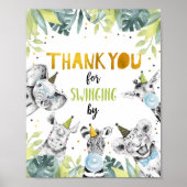 Bedankt dat je door Safari party Animals-teken zwa Poster (Voorkant)