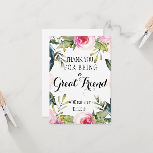 Bedankt dat je een appreciatie cadeau voor je vrie kaart (Voorkant / Achterkant in situ)