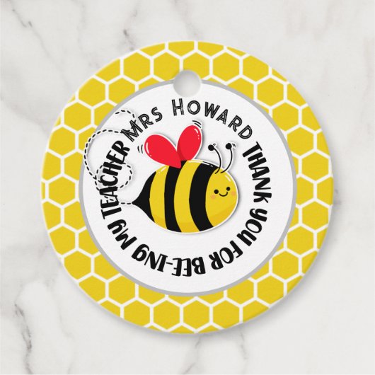Bedankt dat je een geweldige leraar bent, honingbi bedankjes labels (Voorkant)