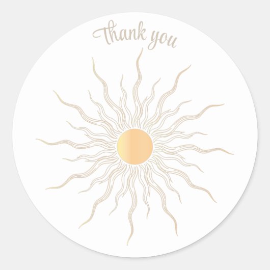 Bedankt dat je een gouden lijn tekent zonsondergan ronde sticker (Voorkant)