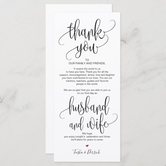 Bedankt dat je een instelkaart hebt geplaatst voor programmakaart (Voorkant / Achterkant)