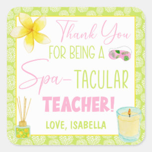 Bedankt dat je een spa-tacular leraar bent vierkante sticker