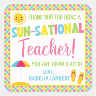 Bedankt dat je een Sun-Sational Teacher bent Vierkante Sticker