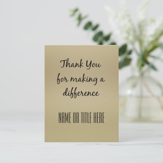 Bedankt dat je een verschil hebt gemaakt briefkaart (Staand voorkant)