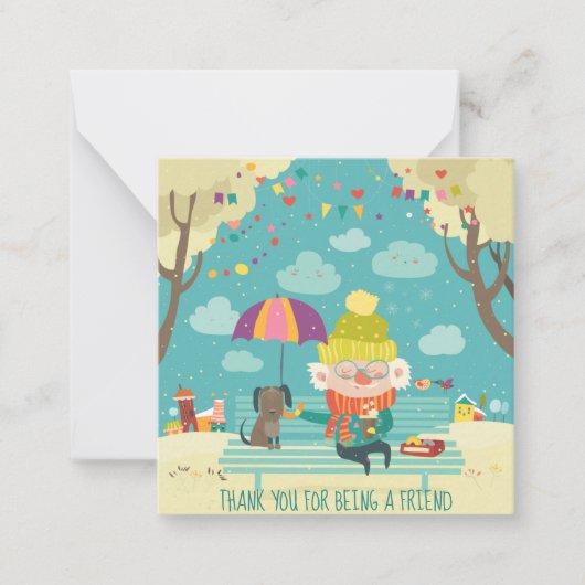 Bedankt dat je een vriend bent notitiekaartje (Voorkant)