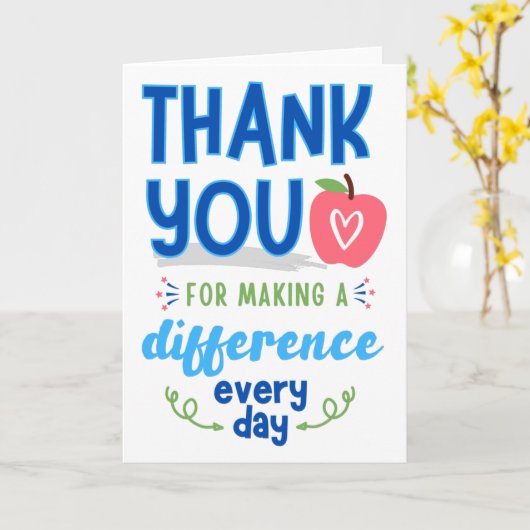 Bedankt dat je elke dag een verschil maakt kaart (Gele Bloem)