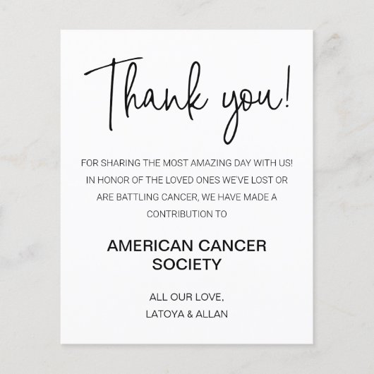 Bedankt dat je gasten doneren aan liefdadigheidsbr (Voorkant)