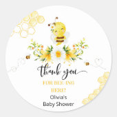 Bedankt dat je hier bent Bee baby shower Ronde Sticker (Voorkant)