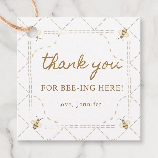 Bedankt dat je hier bent, bij dank je bedankjes labels (Voorkant)