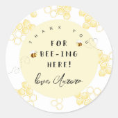 Bedankt dat je hier bent ronde sticker (Voorkant)