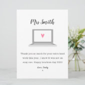 Bedankt dat je lerarenmentor online les waardeert  kaart (Staand voorkant)