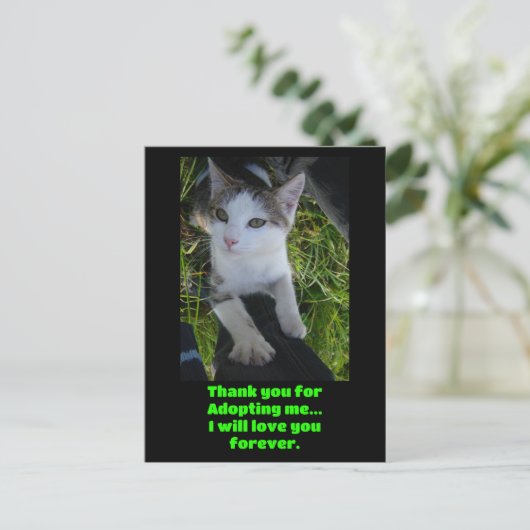 Bedankt dat je me adopteert... zal voor altijd van briefkaart (Staand voorkant)