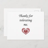Bedankt dat je me duldt Moderne Valentijn Briefkaart (Voorkant / Achterkant)