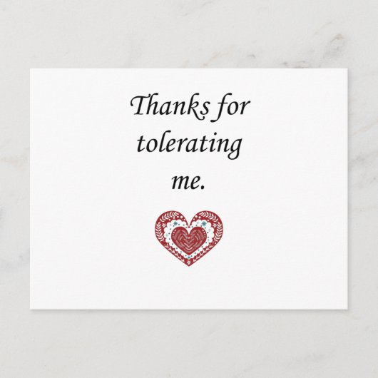 Bedankt dat je me duldt Moderne Valentijn Briefkaart (Voorkant)