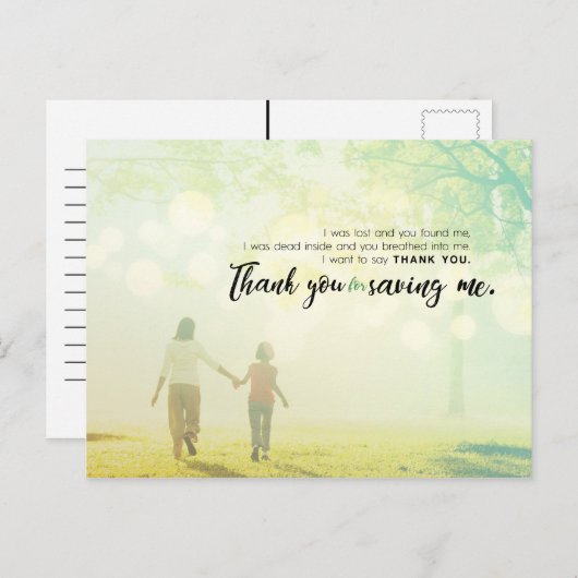 Bedankt dat je me gered hebt briefkaart (Voorkant / Achterkant)