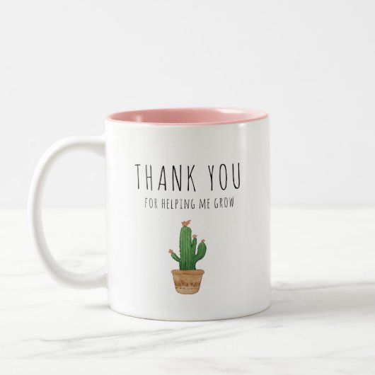 Bedankt dat je me helpt groeien, cactus roze tweekleurige koffiemok (Links)