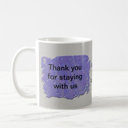 Bedankt dat je met ons Abstracte Paarse grijs blij Koffiemok (Links)