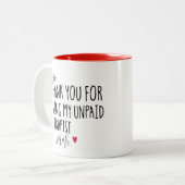 Bedankt dat je mijn beste onbetaalde therapeut ben tweekleurige koffiemok (Voorkant links)